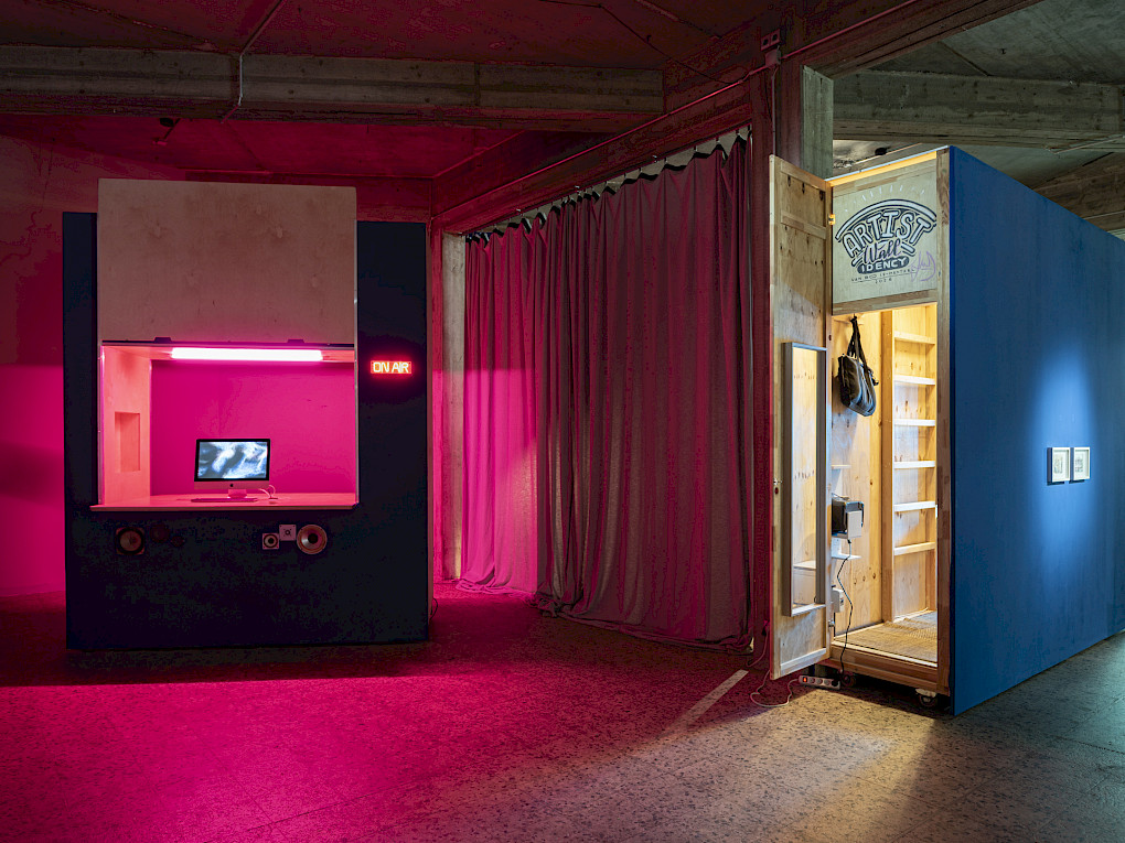 left: Sonic Remittance Booth & right: VAN BO LE-MENTZEL Artist Wallidency | Photo: Marvin Systermans