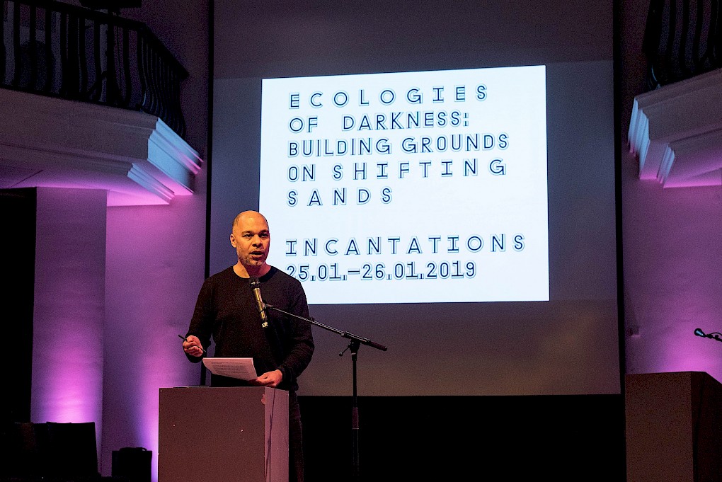 Incantations for Ecologies of Darkness: Talk by Olivier Marboeuf | Photo: Raisa Galofre